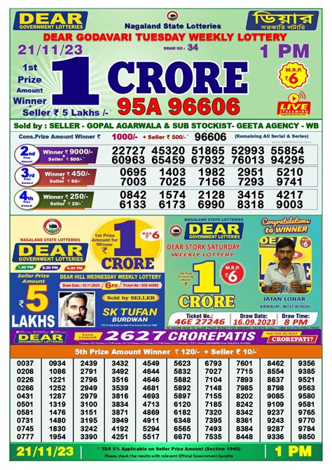 dear lottery result today 1pm 2023 west bengal today|Nagaland State Lottery Sambad 4.4.2024 Result 1PM 6PM and .